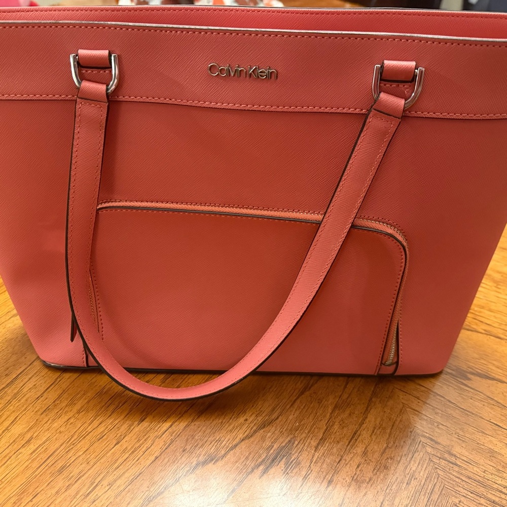 Calvin Klein Coral-Pink Structured Tote